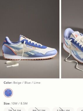 Reebok x Anthropologie Retro Runner in Beige, Light Blue & Lime Accent